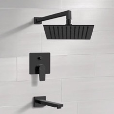 Matte Black Tub and Shower Faucet Set